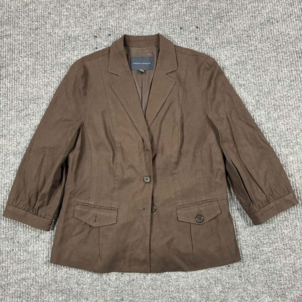 Banana Republic Womens Size 12 Brown Blazer Jacket Tailored Lined Career